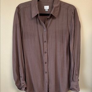 A New Day Mauve-Brown Button Front Blouse